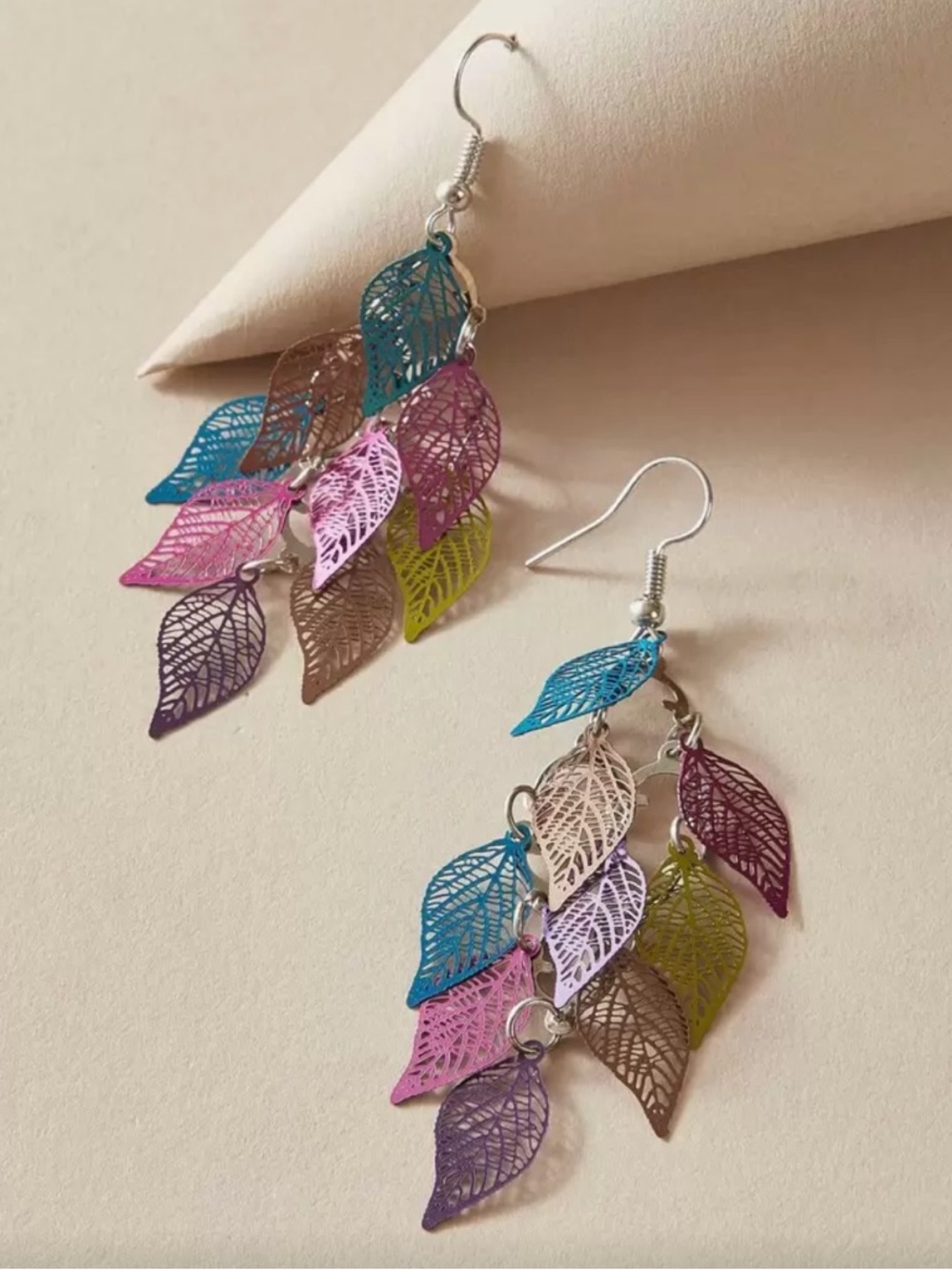 Multicolor Leaf Cascade Drop Earrings - Women Jewelry